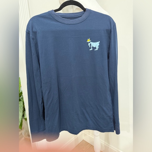 GOAT USA Navy Long Sleeve T-shirt Size Medium Discoloration - Picture 9 of 10